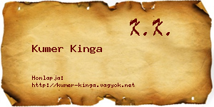 Kumer Kinga névjegykártya